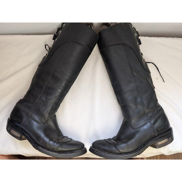 Harley Davidson Ladies Lace Up Back Western Style Boot Black  8.5 EU 39.5 - Picture 11 of 11